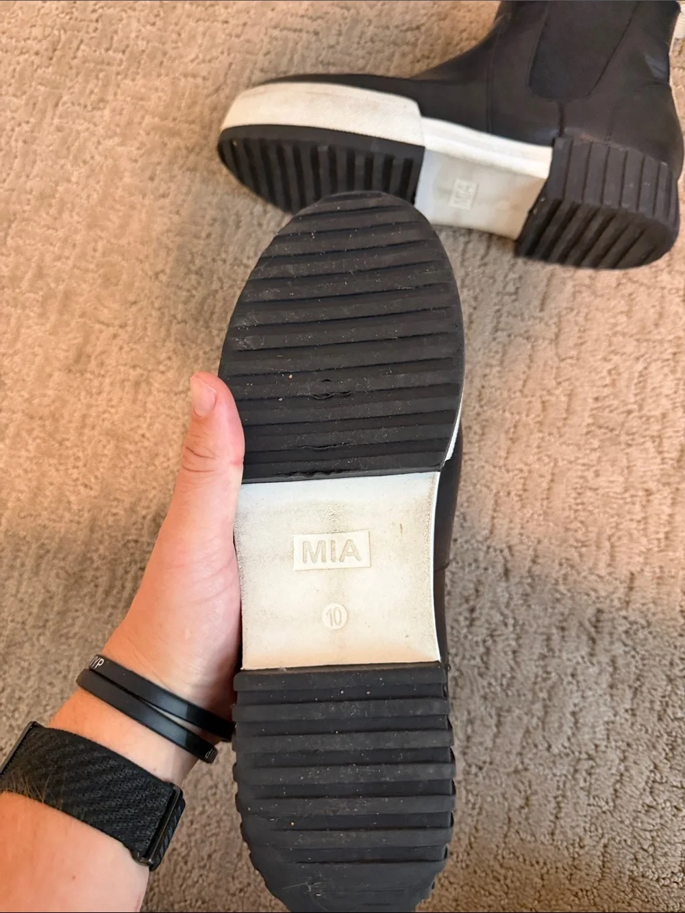 MIA Black Ankle Booties with White Sole